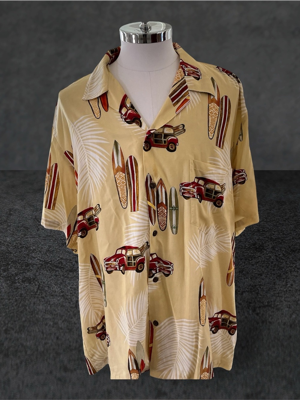 Vintage Two Palms Surfboard Long Boards Mens XL Woody Cars Made in Hawaii Shirt